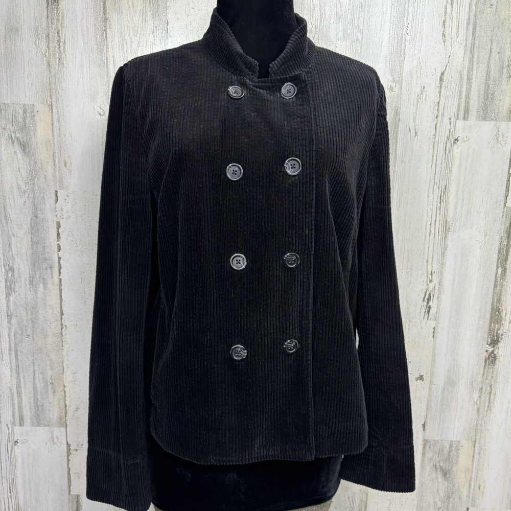 J. Jill Black Corduroy Double Breasted Cropped‎ Jacket
